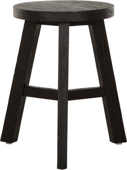 MUST Living Stool Toto,44xØ30 cm, black recycled teakwood with natural cracks