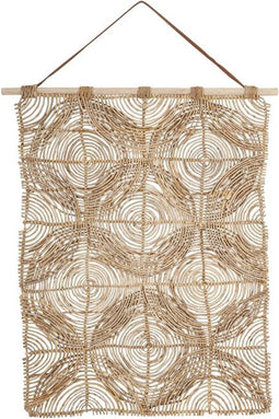 MUST Living Wall Panel round & round,107x71x2 cm, natural abaca and teakwood