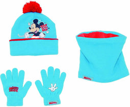 Muts, Handschoenen en Nekwarmer Mickey Mouse Happy smiles Blauw Rood