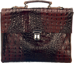 Mutsaers® Leren Aktetas - The Walker - Laptoptas - Donkerbruin Croco