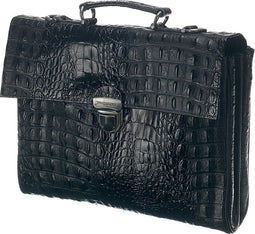 Mutsaers® Leren Aktetas - The Walker - Laptoptas - Zwart Croco