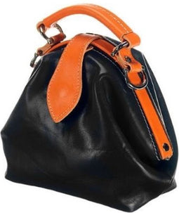 Mutsaers® Leren Damestas - Handtas - The Vesper - Zwart/oranje