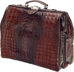 Mutsaers® Leren Laptoptas - The Classic - Werktas - Aktetas - Ecologisch Leer - Donkerbruin Croco - 15.6 inch