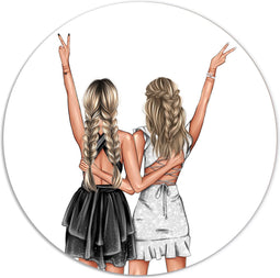 Muurcirkel portret vriendinnen zomer Ø 20 cm / Dibond - Aanbevolen