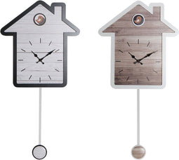 Muurklok DKD Home Decor 32 x 5 x 56 cm Natuurlijk Wit Plastic Huis Hout MDF (2 Stuks)