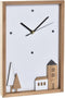 Muurklok DKD Home Decor Wit Bruin Hout Huizen Stads 20 x 4 x 30 cm