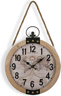 Muurklok Versa Mapamundi 40 x 6,5 x 47 cm Hout MDF