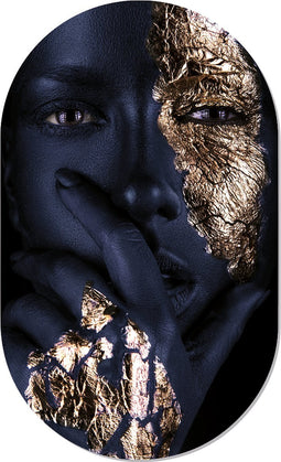 Muurovaal black gold face L - 140 x 85 cm