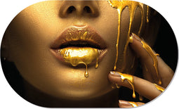 Muurovaal gold lips S - 60 x 37 cm