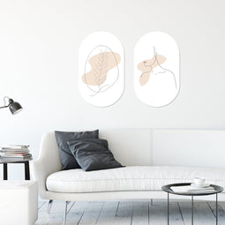 Muurovaal line art flower M - 90 x 55 cm
