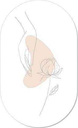 Muurovaal line art rose L - 140 x 85 cm