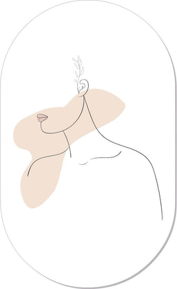 Muurovaal line art women M - 90 x 55 cm