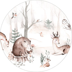Muursticker kids forest friends Ø 40 cm / Nee