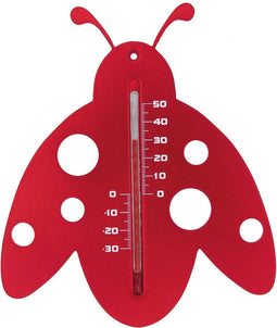Muurthermometer kunststof rood lieveheersbeestje 15x12x0,3 cm