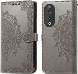 iMoshion Hoesje Geschikt voor Honor 90 Pro Hoesje Met Pasjeshouder - iMoshion Mandala Bookcase - Grijs