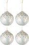 J-Line Doos Van 4 Kerstballen Parels Glitter Glas Parelmoerwit Medium