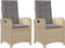 vidaXL - Tuinstoelen - 2 - st - verstelbaar - kussens - poly - rattan - gemengd - beige
