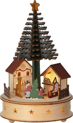 Muziekdoos met Kerstlandschap - 5 LEDs - 25 cm