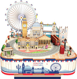 Muziekdoosje DIY 3D Houten Puzzel London Tone-Cheer, TQ066, 14x14x14,5cm