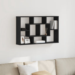 vidaXL - Wandplank - - - Zwart - Eiken, - 85 - x - 16 - x - 52,5 - cm, - Gemaakt - van - Gelaagd - Hout