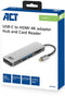 ACT AC7023 - USB-C naar HDMI 4K Multiport Adapter - 60W PD Pass Through - Grijs