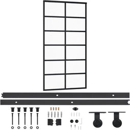 vidaXL - Schuifdeur - met - beslag - 102x205 - cm - aluminium - en - ESG-glas