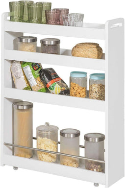 SoBuy Keukenrek 4-Laags - Opbergkast op wielen - Max. 20 kg - 60 x 19 x 81 cm - Wit