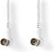 Nedis Coaxkabel | IEC (Coax) Male | IEC (Coax) Female | Vernikkeld | 75 Ohm | Dubbel Afgeschermd | 1.50 m | Rond | PVC | Wit | Label