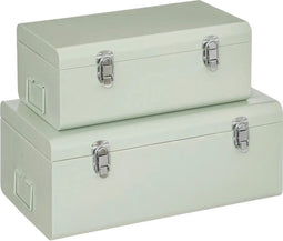 Atmosphera Metalen Koffers - S: 39x23x16cm/M: 47x28x19cm - Set van 2 - Groen