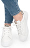PS Poelman TITULAR - Dames sneakers - Wit tumbled leer met dalmatiërprint (2023)
