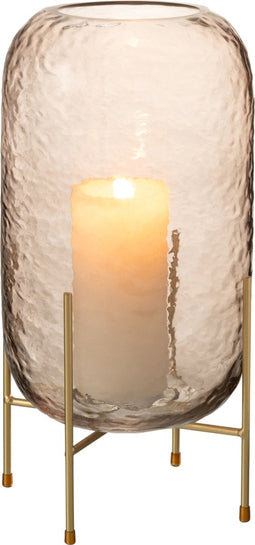 J-Line vaas Rond Op Voet - glas - bruin/goud - large - 36.5 cm hoog