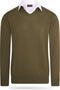 Cappuccino Italia Mock Pullover - Heren Trui met Overhemdkraag - Groen - M
