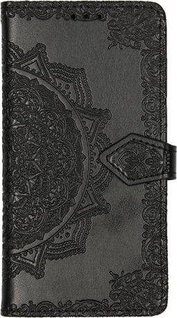 Hoesje Met Pasjeshouder Geschikt voor Motorola Moto E6 Play - Mandala Bookcase - Zwart