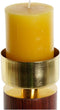 Kaarshouder Home Esprit Bruin Gouden Aluminium Acacia 8 X 8 X 18 Cm