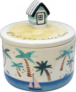 House of Disaster - By the Sea Hut - voorraadpotje met zee, strand en strandhuisje - cadeaudoosje verpakt - voor sieraden of andere kleine spulletjes