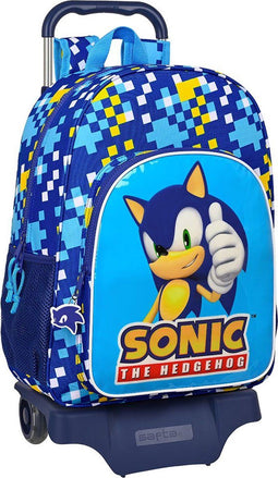 Schoolrugzak met Wielen Sonic Speed Blauw 33 x 42 x 14 cm