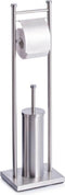 Zeller Present - Toiletborstel en toiletrolhouder - RVS - Geborsteld staal (1 stuk)
