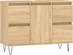 vidaXL - Badkamerkast - 80x33x60 - cm - bewerkt - hout - sonoma - eikenkleurig