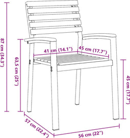 vidaXL - Tuinstoelen - 4 - stuks - Grijs - Massief - Acacia - Hout - en - Staal