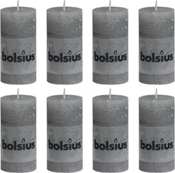 Bolsius - Rustiekkaarsen - 8 - st - 100x50 - mm - lichtgrijs