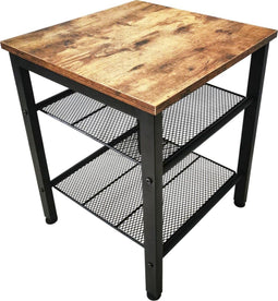 Bijzettafel koffietafel Stoer industrieel vintage - metaal zwart hout bruin