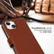 Selencia iPhone 15 Plus - Echt Lederen Bookcase - 3 Pashouders - Lichtbruin