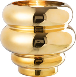 J-Line theelichthouder/vaas Cléa - glas - goud - Ø 20 cm