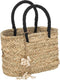 J-Line strandtas met schelpen - Jute - naturel/zwart - small