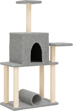 vidaXL - Kattenmeubel - met - sisal - krabpalen - 122 - cm - lichtgrijs