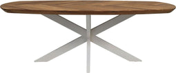 HSM Collection Salontafel Visgraat Danish 130cm Naturel/Wit Eiken/Metaal