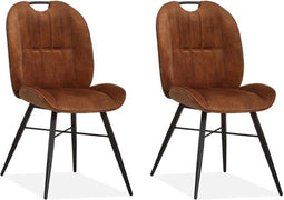 MX Sofa Eetkamerstoel Austin - Cognac (set van 2 stoelen)