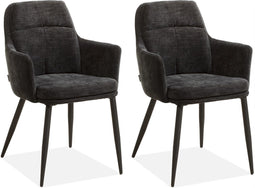 MX Sofa Eetkamerstoel Donna - Black (set van 2 stoelen)