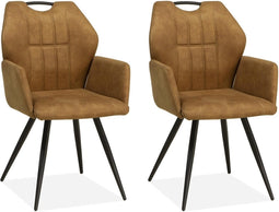 MX Sofa Eetkamerstoel Puck - Cognac (set van 2 stoelen)