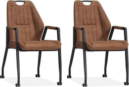 MX Sofa Stoel Axa met wielen - Cognac - set van 2 stuks